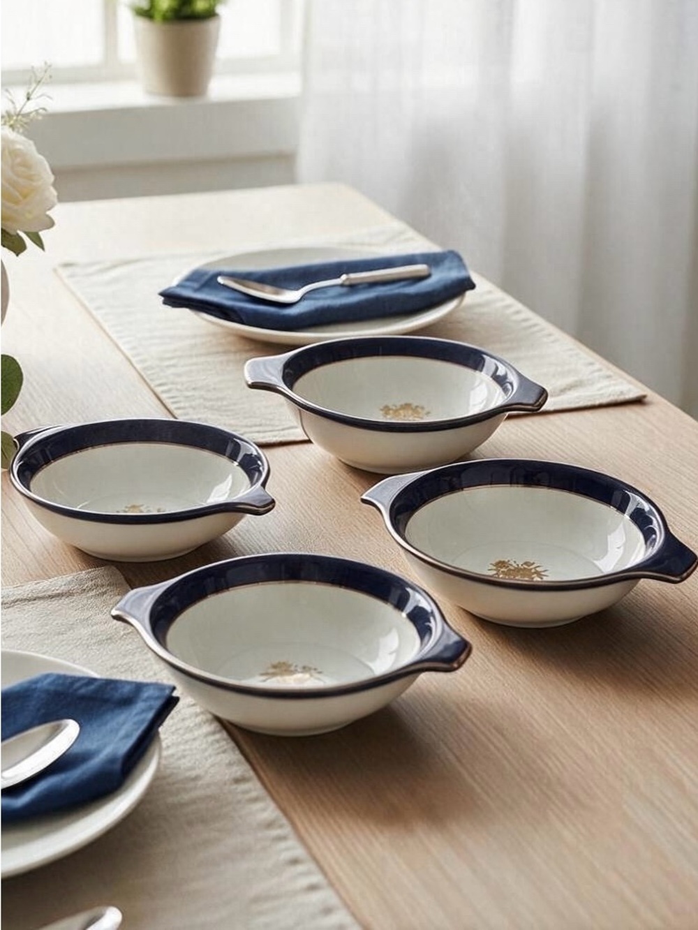 Taylor Smith Taylor Embassy Lug Cereal Bowls Versatile 5-54 Set of 4 Rare 1954